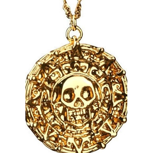 Пираты Карибского моря ацтеков Античное золото черепа кулон ожерелье преувеличены моды для мужчин ожерелье год сбора винограда