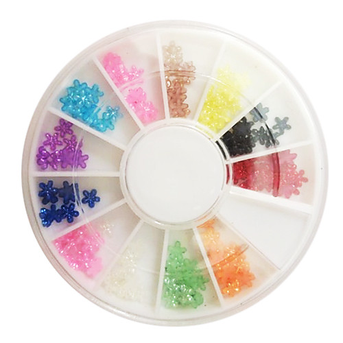 12-Цвет цветка сливы Стиль Nail Art Rhinestone украшения