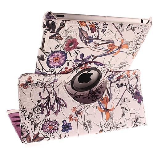 Rattan Flower Pattern 360 Degree Rotating PU Leather Case with Stand for iPad 2/3/4