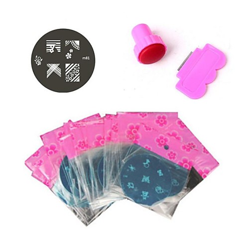 81pcs M серии ногтей штамп штамповка изображения шаблона плиты No.1-81 & Nail Art Stamper & Nail Art Скрепер