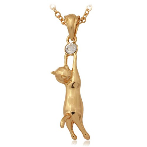 u7 милый кот кулон 18k реального Позолоченные Ожерелье ювелирные изделия ювелирные изделия австрийский горный хрусталь для женщин и мужчин