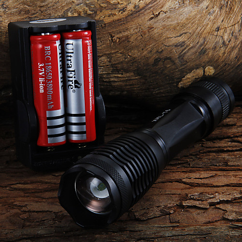 2200LM CREE XM-L T6 LED фонарь с регулируемым фокусом, зарядное устройство и 2 аккумуляторные батарейки 18650