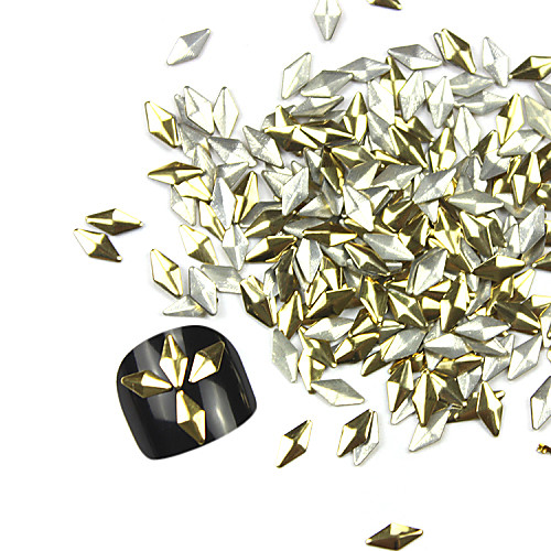 300PCS 3D Golden Ромб сплава Nail Art Золотые и Серебряные украшения