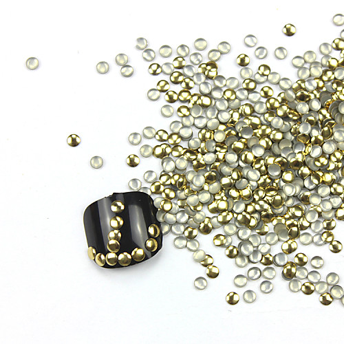 300PCS 3D Golden Округлость сплава Nail Art Золотые и Серебряные украшения