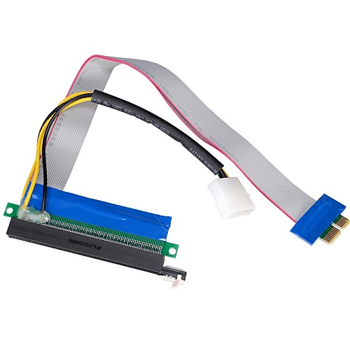 PCI-E 1X to16X Powered Гибкая Riser Extender кабель с Molex 30 см