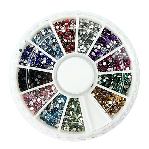 2000PCS 12-Цвет 1.5mm Циркуляр Алмаз Nail Art украшения