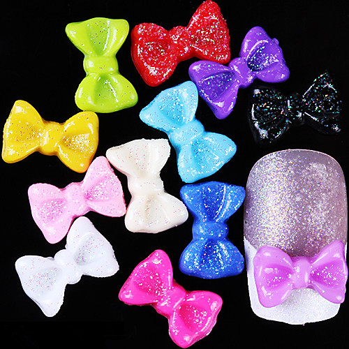 60PCS Glittler бантом Nail Art Декорация
