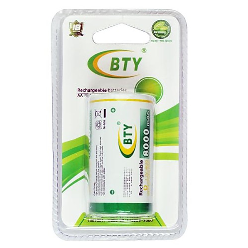 BTY 1.2V D 8000mAh Rechargeale батареи