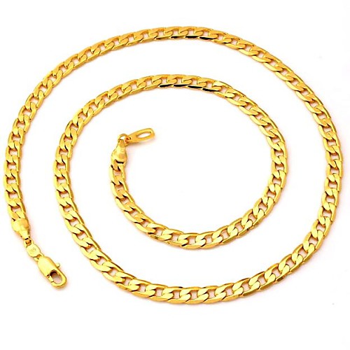 u7 18k коренастый золотые заполнено ожерелья желтого золота гальваническим Фигаро качества сети ювелирные изделия для мужчин 5мм 55см