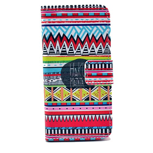 Folk Style Pattern with HAKUNA MATATA Words PU Leather Full Body Case for iPhone 5/5S