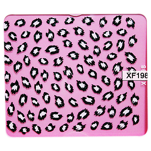 3D Белый Leopard зерна Дизайн Nail Art Наклейки