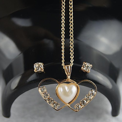 Мисс rosezircon жемчужина два Сердце Pattern ожерелье& серьги комплект ювелирных изделий