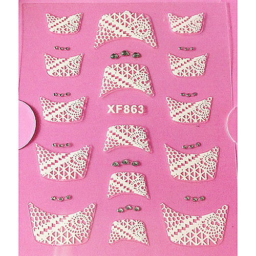 3D горный хрусталь Французский Кружева Nail Art Наклейки XF серии NO.863