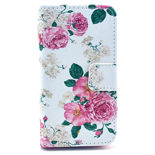 The Blooming Peony in Figure PU Leather Full Body Case for iPhone 4/4S