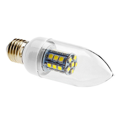 E27 5W 27x5050 SMD 450-500lm 3000-3500K теплый белый свет лампы светодиодные свечи (220)