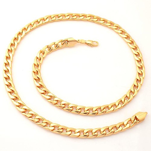 u7 мужская 18k коренастый золота заполнены ожерелье высокого качества позолоченные Фигаро Цепи для мужчин 7мм 55см