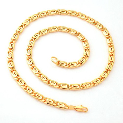 u7 18k коренастый золотые заполнено ожерелья желтого золота гальваническим Figaro цепи ювелирные изделия высокого качества для мужчин 6мм 50см