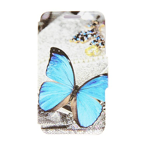 Kinston Blue Butterfly Pattern PU Leather Full Body Case with Stand for Nokia Lumia 820