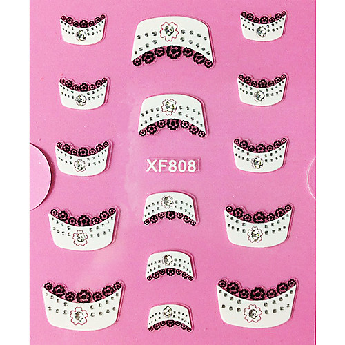 3D цветочным узором Rhinestone Французский Кружева Nail Art Наклейки XF серии