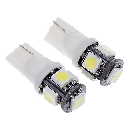 T10 1.5W 5-LED 120LM 6000K Холодный белый свет Светодиодные лампы для автомобилей (12V, 2шт)