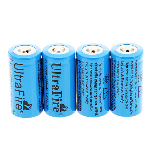 UItraFire 1200mAh 16340 батареи (4шт)  4 шт / лота жесткого пластика Батарея Коробка для 16340 батареи