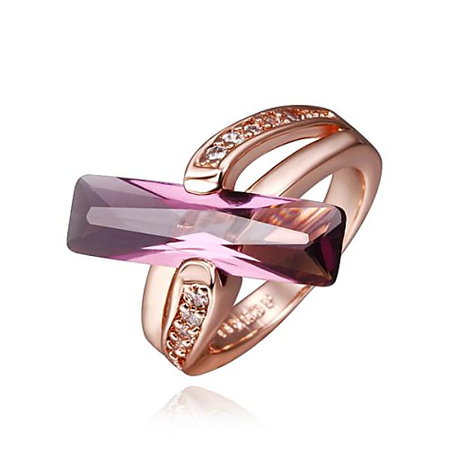 Fashion Women Purple and Rose Gold Zircon Fashion Rings(Purple and Rose Gold)(1Pcs)