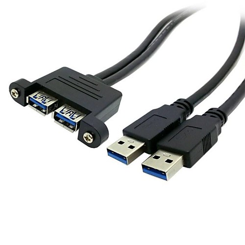 1M 3 фута Combo Dual USB 3.0 Мужской и женщин удлинитель с Винт панельные Holes Бесплатная доставка