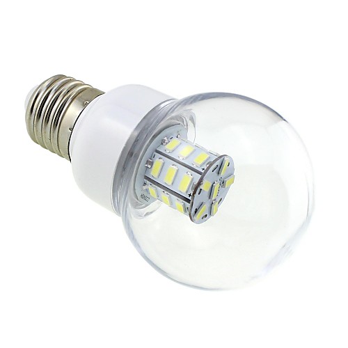 E27 4W LED 27x5730 SMD 350 ~ 400LM 5500 ~ 6000K Белый свет лампы глобус с прозрачной крышкой (AC / DC 12V ~ 24V)