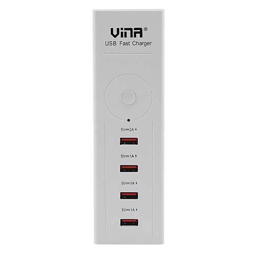 Vina 20W 5A High Speed 4-Port USB Smart Fast Charger with Switch for IPhone/IPad/Smartphone/ Tablet PC (EU Plug)