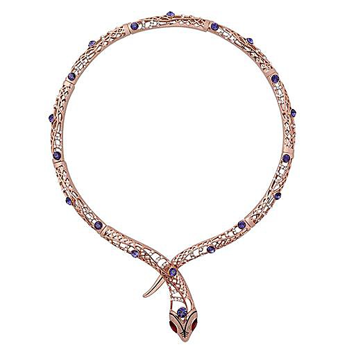 Viennois  Мода Змея Роуз Позолоченные элементы Swarovski кристаллические колье ожерелье Фиолетовый 1 шт