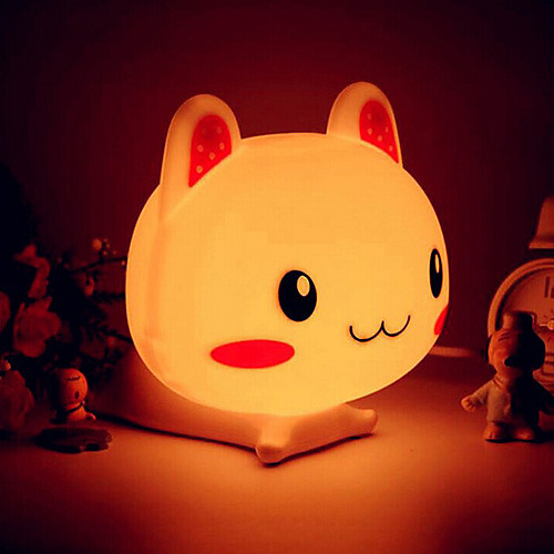 Светильник ночной светодиодный в виде головы кролика (цвета в ассортименте)