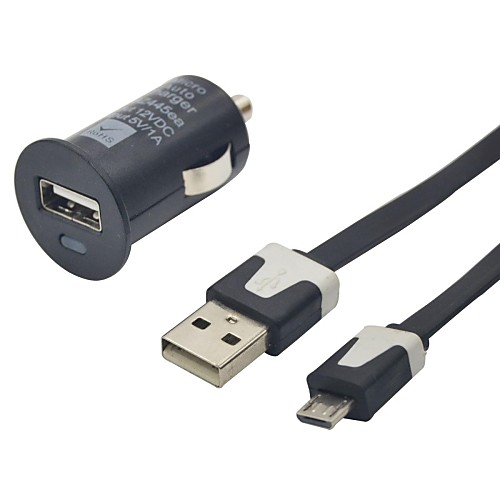 Автомобиль сигарет Powered 5V-1A USB-адаптер / зарядное устройство (DC 12V) с 1M Лапша Micro USB-кабель для Samsung Galaxy S3 S4 I9300 i9500