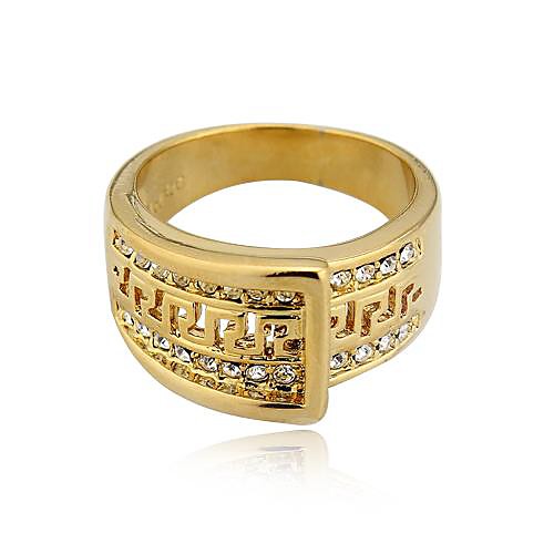 Эксклюзива 18kGP Rhinestone Мужская кольцо Африки Ring18K Золотой Great Wall Мужские кольца