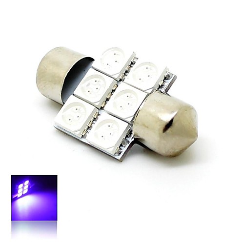 31mm 1W 6x5050 SMD LED 80lm фиолетовый свет купола фестона номерного знака Дверь Лампа для автомобилей (DC 12V)