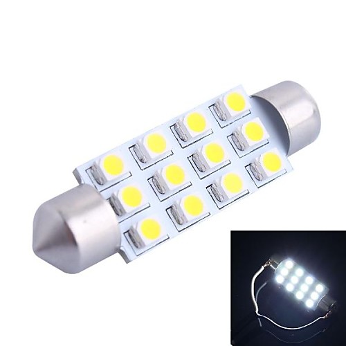 42mm 3W 150LM 6000K 12x3528 SMD белый светодиод для автомобилей Чтение / номерных знаков / Дверь лампы (12 В, 1шт)