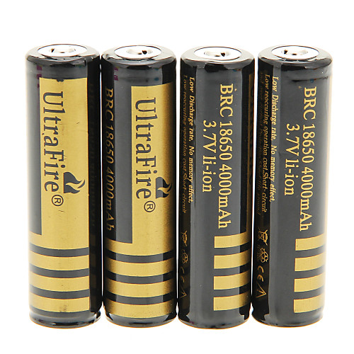 UItraFire BRC 4000mAh батареи 18650 (4шт) с Перегрузка защиты  4 шт / лота жесткого пластика Батарея Box