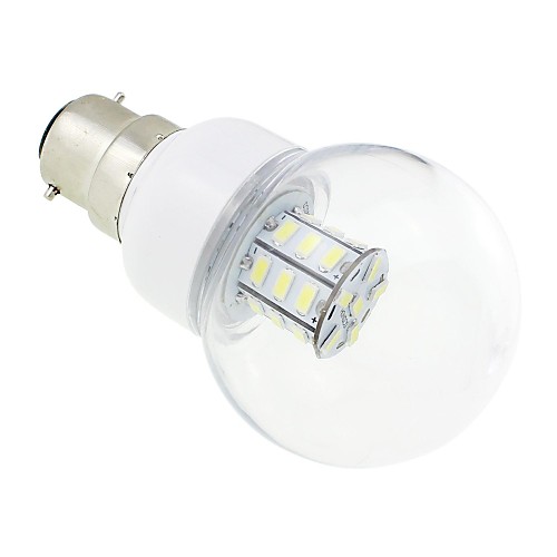 B22 4W LED 27x5730 SMD 350 ~ 400LM 5500 ~ 6000K Белый свет лампы глобус с прозрачным стеклом (AC 85V ~ 265V)