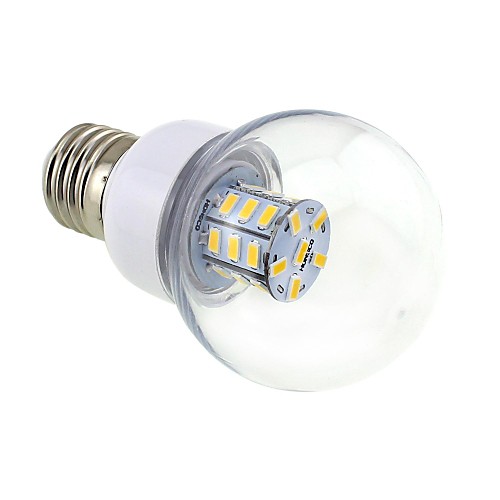 E27 4W LED 27x5730 SMD 350 ~ 400LM 3000 ~ 3500K теплый белый свет Прозрачная крышка лампы глобус (AC / DC 12V ~ 24V)