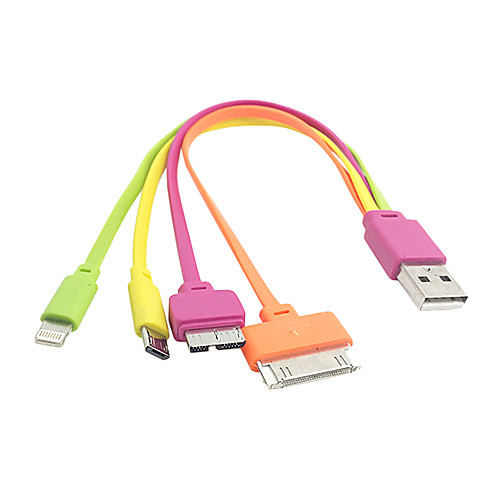 8-контактный, 30-контактный, Micro USB и USB 3.0 для USB 2.0 Красочный синхронизации данных зарядный кабель для мобильный и другие (15 см)