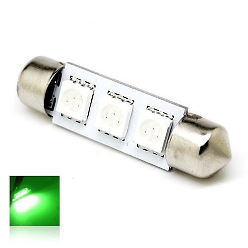 Лампа 39mm 1W 3x5050SMD LED 50lm Green Lights купола фестона Освещение номерного знака Лампа для автомобилей (DC 12V)