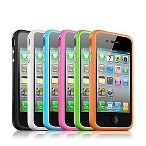 TPU Bumper Frame Case with Metal Buttons for iPhone 4/4S (Assorted Colors)