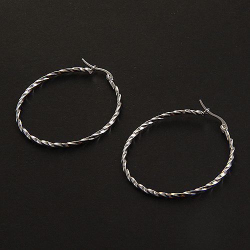 Мода витая 4.0cm круглой формы серебро Нержавеющая сталь Хооп Серьги (1 пара)