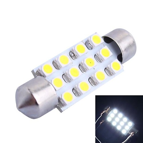 39mm 3W 150LM 6000K 12x3528 SMD белый светодиод для автомобилей Чтение / номерных знаков / Дверь лампы (12 В, 1шт)