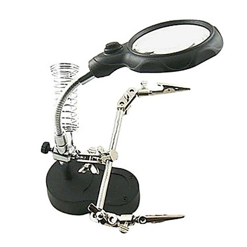 ZW-16126-A Desktop Flexible Magnifier with 2-Clip and 2-LED Lights  (3 x AAA)