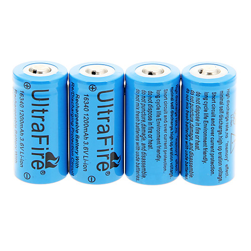 UItraFire 1200mAh 16340 батареи (4шт)