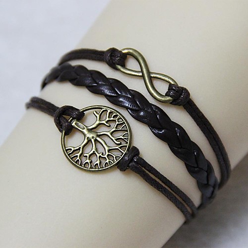 Vintage Tree of Life 8 18cm Unisex  Leather Wrap Bracelet(1 Pc)