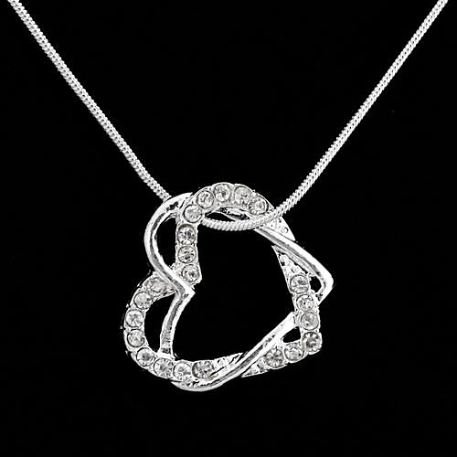 Женская Hollow Ближе Сердца серебро с покрытием из бриллиантовое колье (1шт)