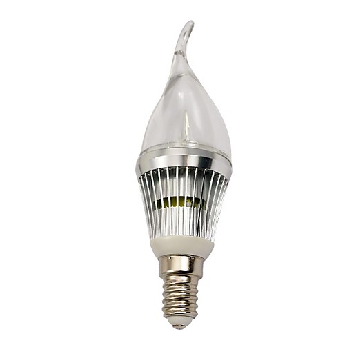 Лампа LOHAS  светодиодная в форме свечи E14 4W диммируемая 320-360LM 2800-3200K теплый белый свет, серебристый цоколь (220V)