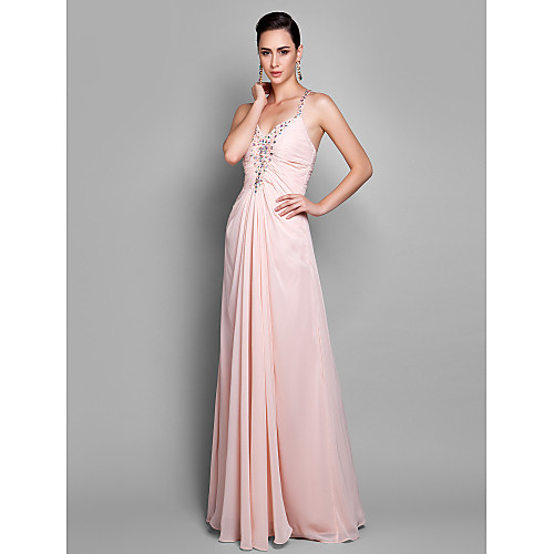 Sheath / Column Spaghetti Strap Floor Length Chiffon Beautiful Back Prom / Formal Evening Dress with Beading / Side Draping / Ruched by TS Couture
Sheath / Column Spaghetti Strap Floor Length Chiffon Beautiful Back Prom / Formal Evening Dress with Beading / Side Draping / Ruched by TS Couture