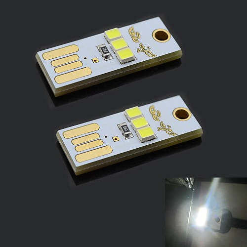 exLED Ультратонкий USB 2.0 0,2 Вт 22lm 3-х светодиодных Белый Мобильная мощность USB Light (2 шт)